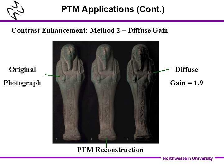 PTM Applications (Cont. ) Contrast Enhancement: Method 2 – Diffuse Gain Original Diffuse Photograph