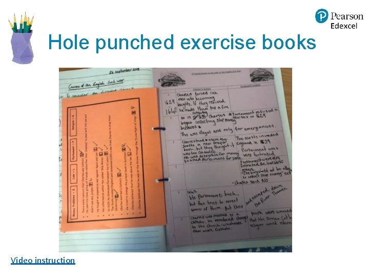 Hole punched exercise books Video instruction Hole punched exercise books Video instruction