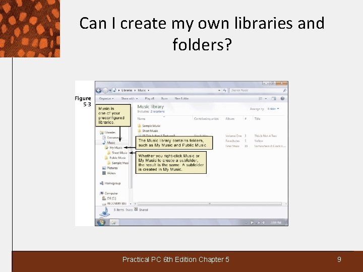 Can I create my own libraries and folders? Practical PC 6 th Edition Chapter