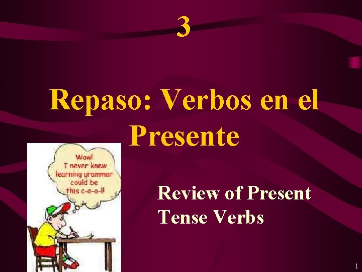3 Repaso: Verbos en el Presente Review of Present Tense Verbs 1 