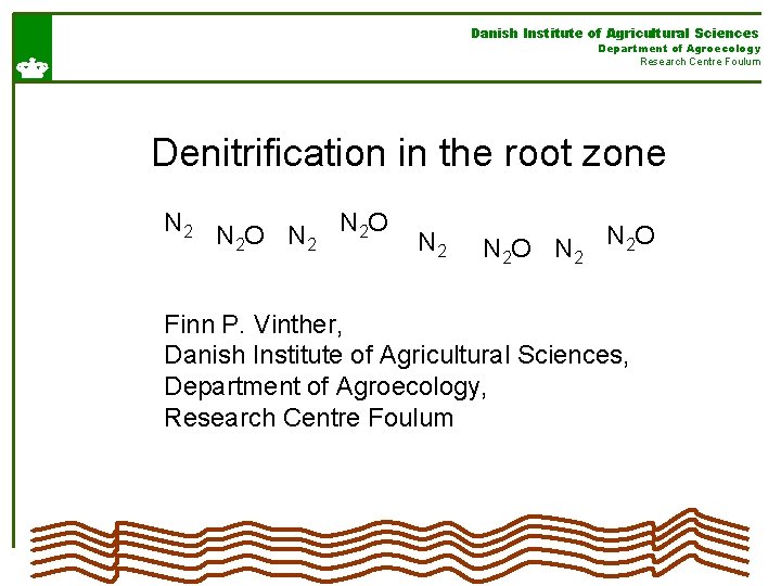 Danish Institute of Agricultural Sciences Department of Agroecology Research Centre Foulum Denitrification in the