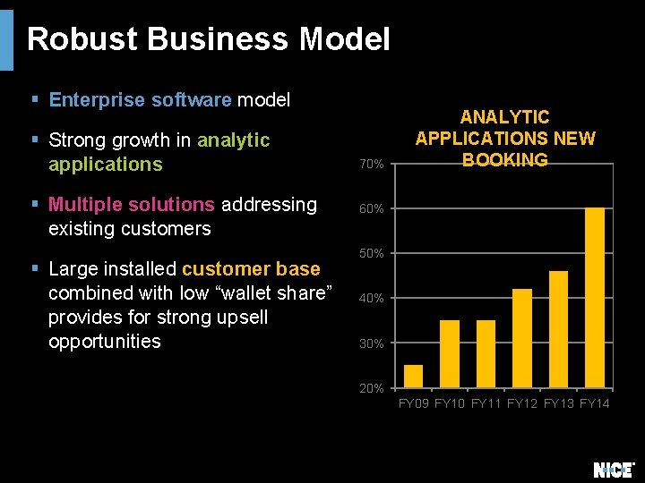 Robust Business Model § Enterprise software model § Strong growth in analytic applications § Robust Business Model § Enterprise software model § Strong growth in analytic applications §