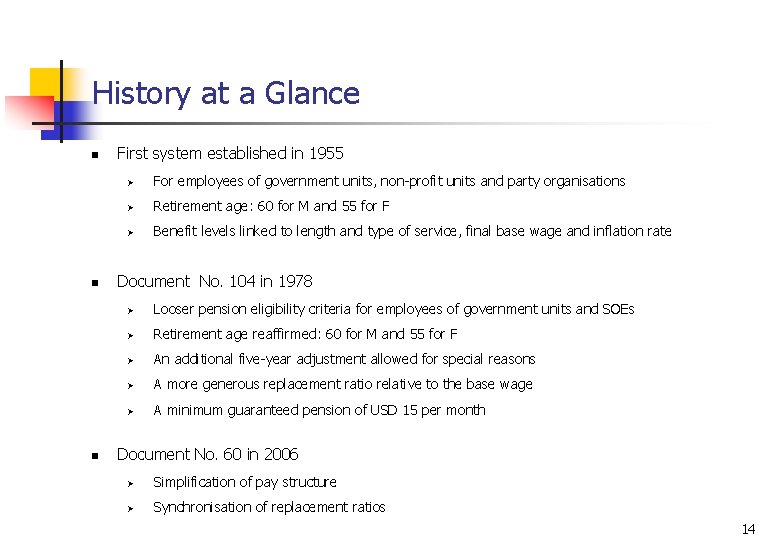 History at a Glance n n n First system established in 1955 Ø For