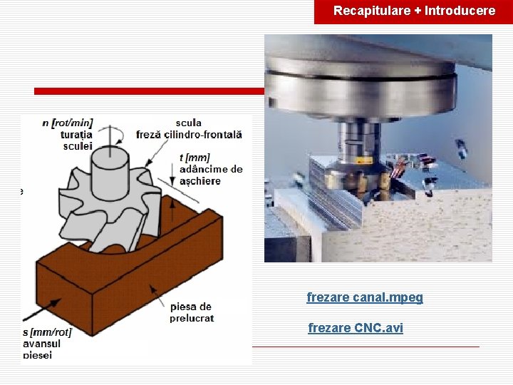 Recapitulare + Introducere frezare canal. mpeg frezare CNC. avi 