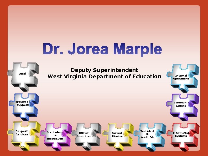 Legal Deputy Superintendent West Virginia Department of Education System of Support Services Internal Operations