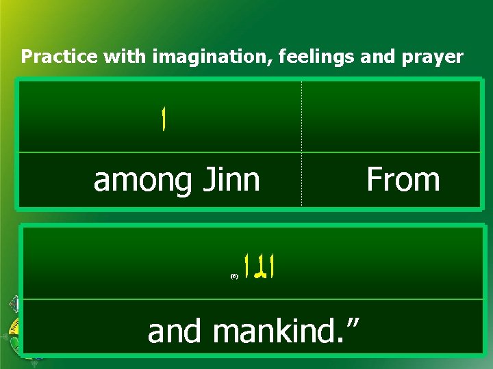 Practice with imagination, feelings and prayer ﺍ among Jinn (6) ﺍﻟ ﺍ and mankind. Practice with imagination, feelings and prayer ﺍ among Jinn (6) ﺍﻟ ﺍ and mankind.