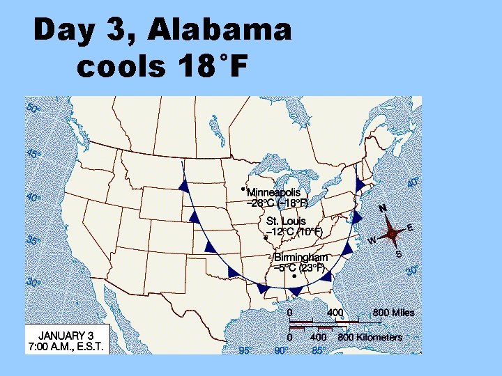 Day 3, Alabama cools 18°F 