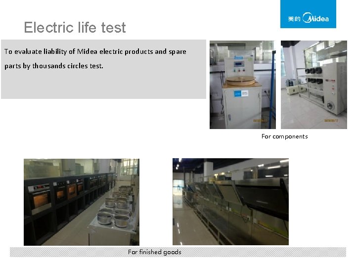 Electric life test To evaluate liability of Midea electric products and spare parts by