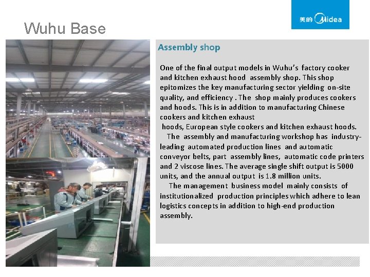 Wuhu Base Assembly shop One of the final output models in Wuhu’s factory cooker