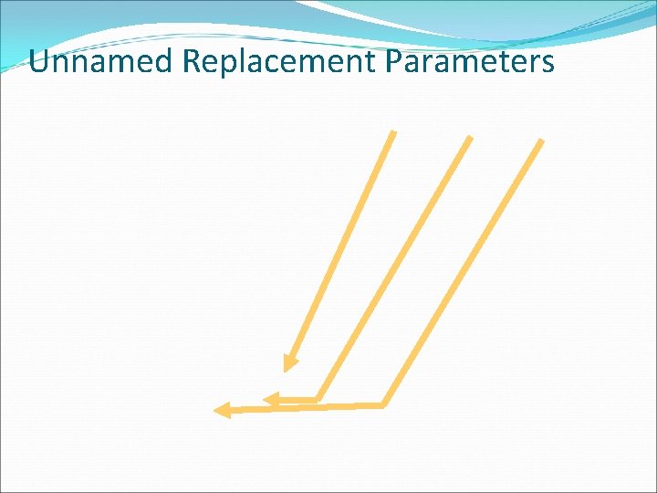 Unnamed Replacement Parameters Unnamed Replacement Parameters
