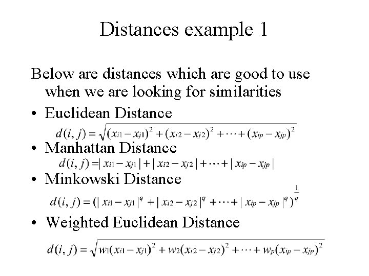 Distances example 1 Below are distances which are good to use when we are Distances example 1 Below are distances which are good to use when we are