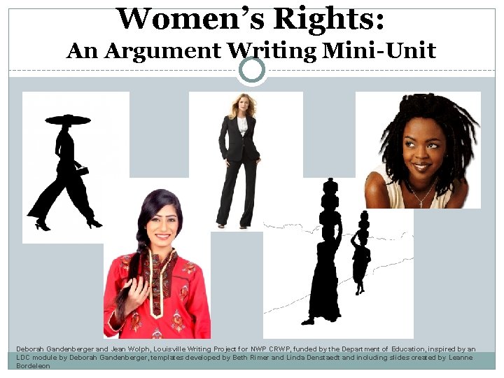 Women’s Rights: An Argument Writing Mini-Unit Deborah Gandenberger and Jean Wolph, Louisville Writing Project