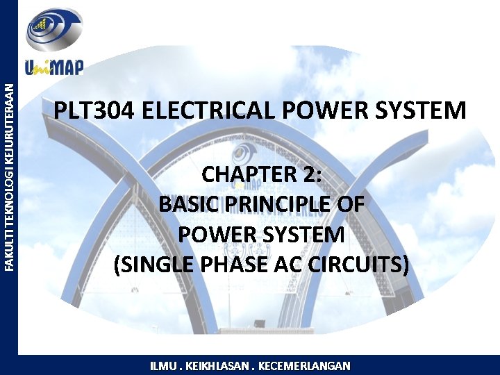 FAKULTI TEKNOLOGI KEJURUTERAAN PLT 304 ELECTRICAL POWER SYSTEM CHAPTER 2: BASIC PRINCIPLE OF POWER