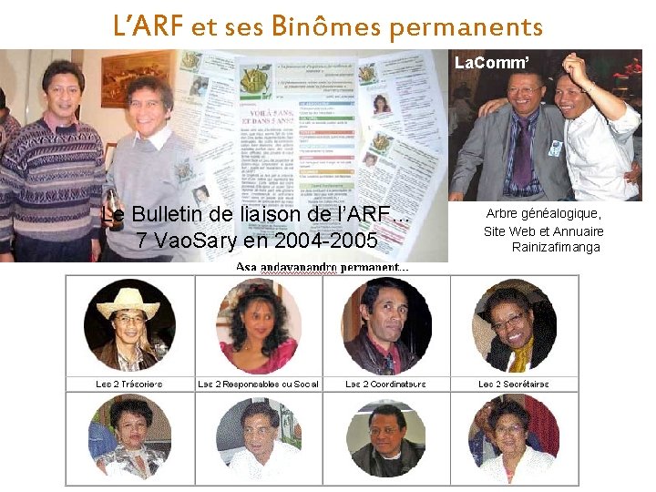 L’ARF et ses Binômes permanents La. Comm’ Le Bulletin de liaison de l’ARF… 7