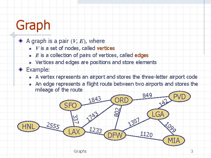 Graph A graph is a pair (V, E), where n n n V is