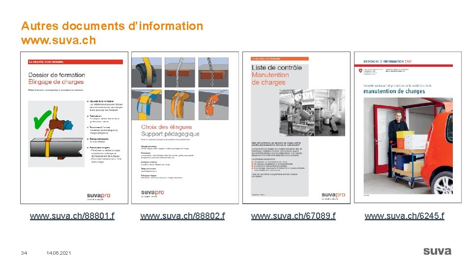 Autres documents d’information www. suva. ch/88801. f 34 14. 06. 2021 www. suva. ch/88802.