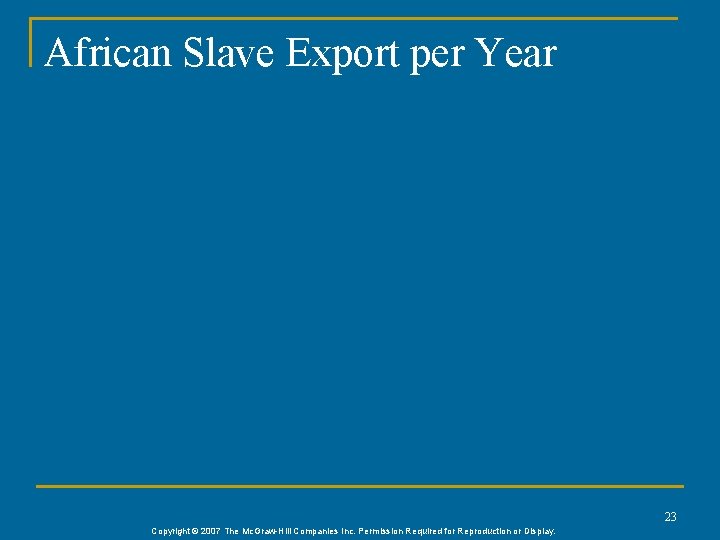 African Slave Export per Year 23 Copyright © 2007 The Mc. Graw-Hill Companies Inc.