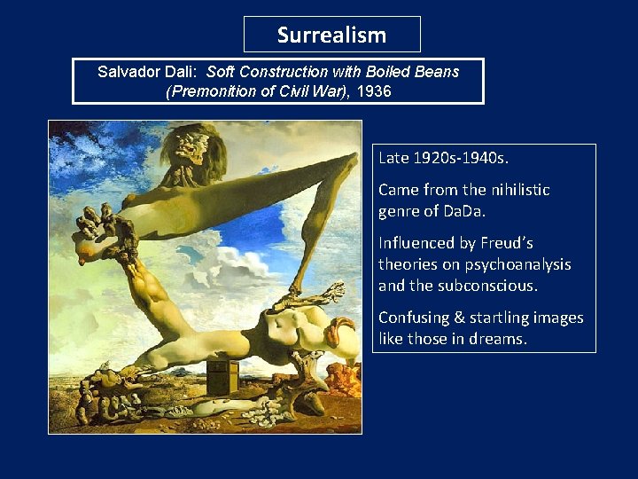 Surrealism Salvador Dali: Soft Construction with Boiled Beans (Premonition of Civil War), 1936 Late