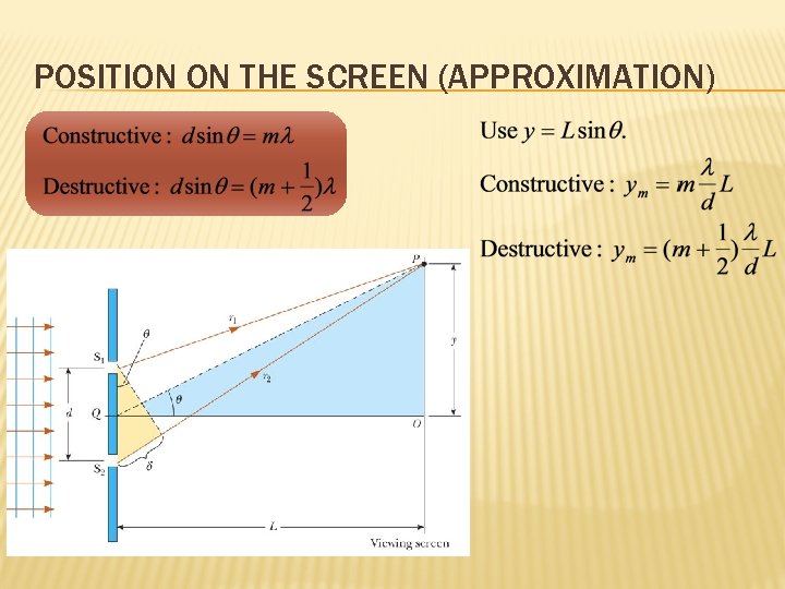 POSITION ON THE SCREEN (APPROXIMATION) 