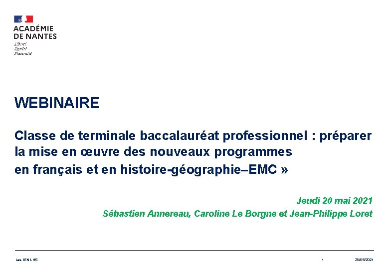 WEBINAIRE Classe de terminale baccalauréat professionnel : préparer la mise en œuvre des nouveaux