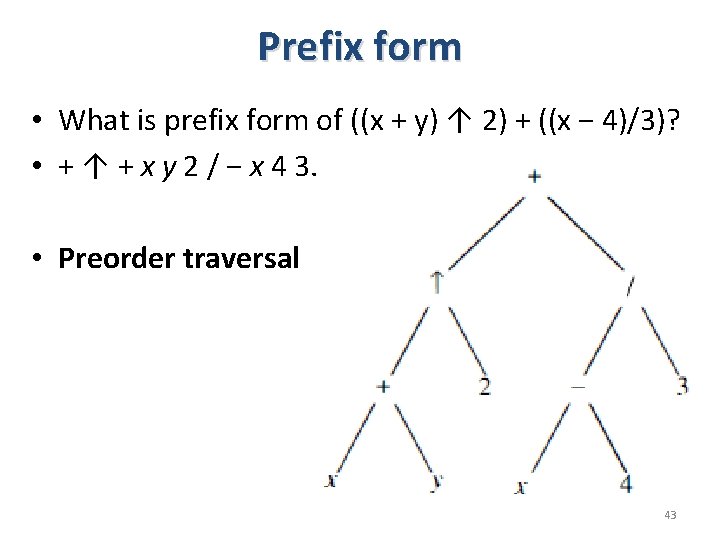 Prefix form • What is prefix form of ((x + y) ↑ 2) + Prefix form • What is prefix form of ((x + y) ↑ 2) +
