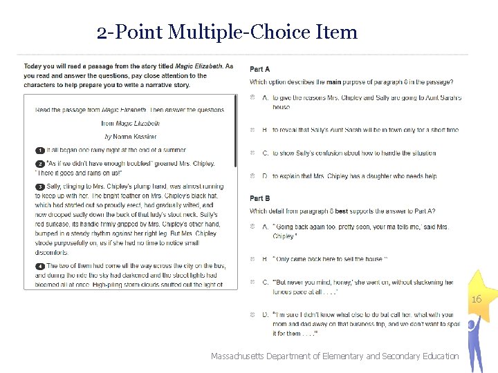 2 -Point Multiple-Choice Item 16 Massachusetts Department of Elementary and Secondary Education 