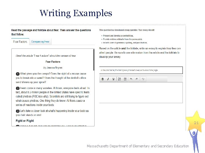 Writing Examples 21 Massachusetts Department of Elementary and Secondary Education 
