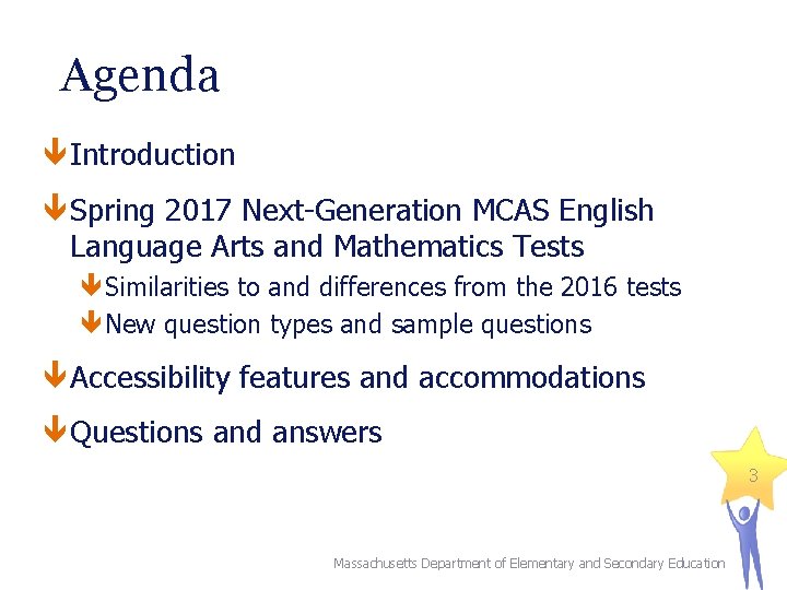 Agenda Introduction Spring 2017 Next-Generation MCAS English Language Arts and Mathematics Tests Similarities to