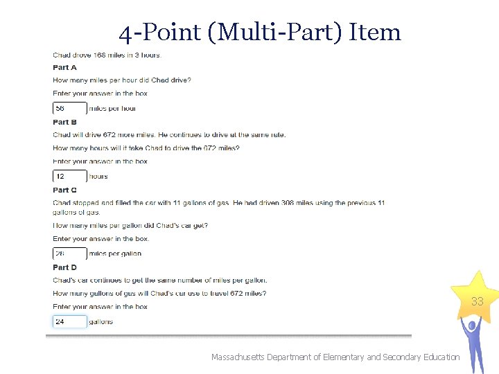 4 -Point (Multi-Part) Item 33 Massachusetts Department of Elementary and Secondary Education 