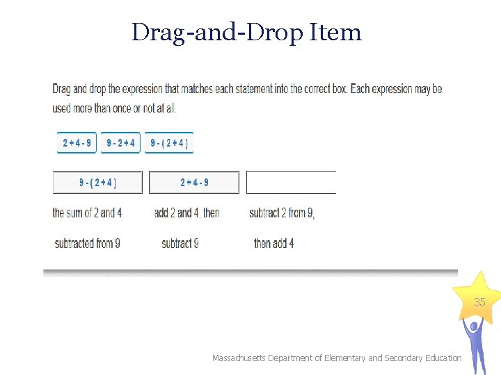 Drag-and-Drop Item 35 Massachusetts Department of Elementary and Secondary Education 