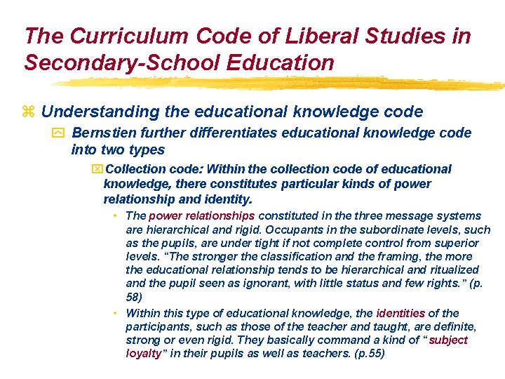 The Curriculum Code of Liberal Studies in Secondary-School Education z Understanding the educational knowledge The Curriculum Code of Liberal Studies in Secondary-School Education z Understanding the educational knowledge