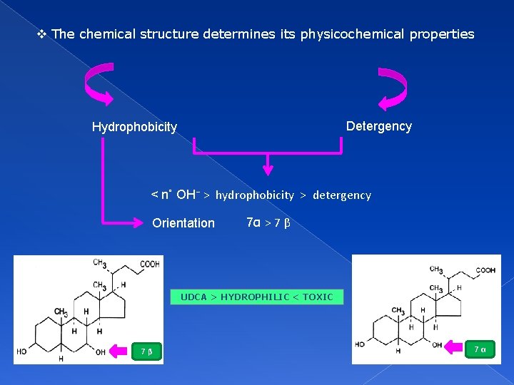 v The chemical structure determines its physicochemical properties Detergency Hydrophobicity < n˚ OH⁻ >
