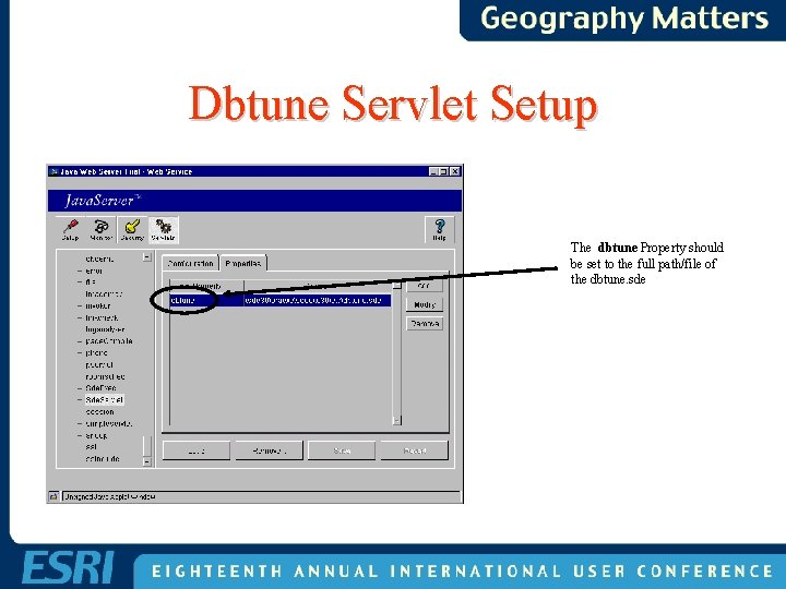 Dbtune Servlet Setup The dbtune Property should be set to the full path/file of Dbtune Servlet Setup The dbtune Property should be set to the full path/file of