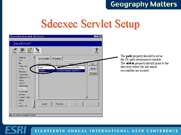 Sdeexec Servlet Setup The path property should be set as the OS path environment Sdeexec Servlet Setup The path property should be set as the OS path environment