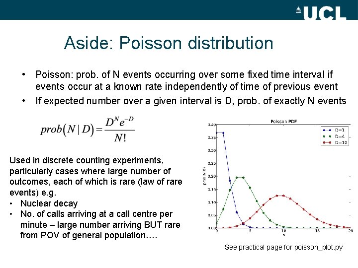 Aside: Poisson distribution • Poisson: prob. of N events occurring over some fixed time