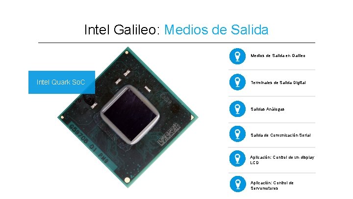 Intel Galileo: Medios de Salida en Galileo Intel Quark So. C Terminales de Salida