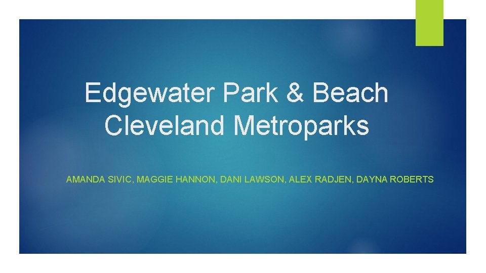 Edgewater Park & Beach Cleveland Metroparks AMANDA SIVIC, MAGGIE HANNON, DANI LAWSON, ALEX RADJEN,