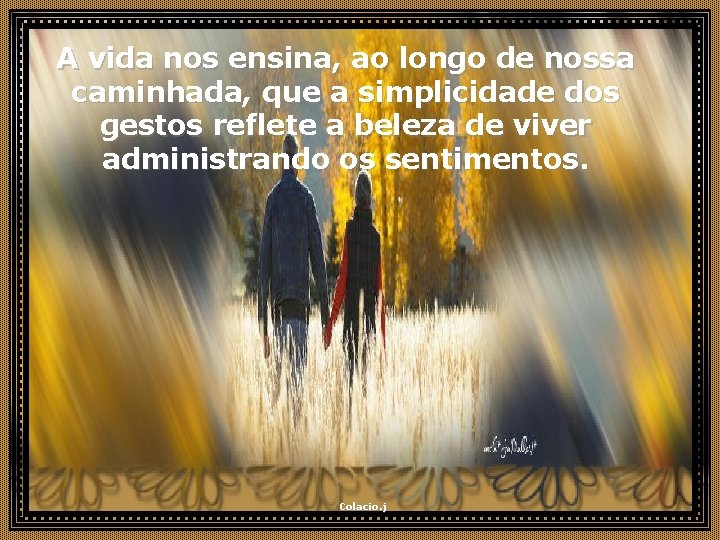 A vida nos ensina, ao longo de nossa caminhada, que a simplicidade dos gestos