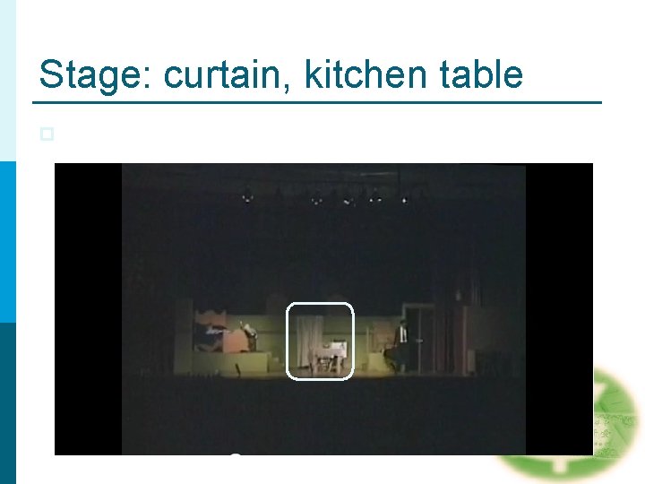 Stage: curtain, kitchen table p Stage: curtain, kitchen table p