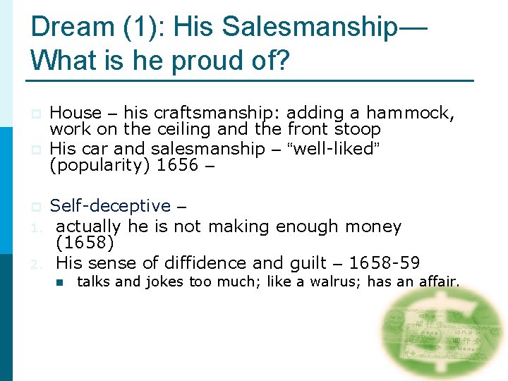 Dream (1): His Salesmanship— What is he proud of? p p p 1. 2. Dream (1): His Salesmanship— What is he proud of? p p p 1. 2.