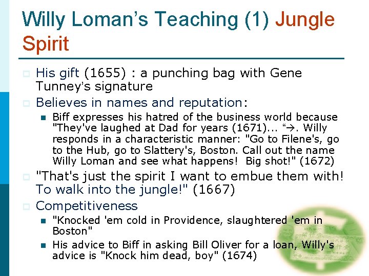 Willy Loman’s Teaching (1) Jungle Spirit p p His gift (1655) : a punching Willy Loman’s Teaching (1) Jungle Spirit p p His gift (1655) : a punching