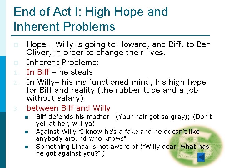 End of Act I: High Hope and Inherent Problems p p 1. 2. 3. End of Act I: High Hope and Inherent Problems p p 1. 2. 3.