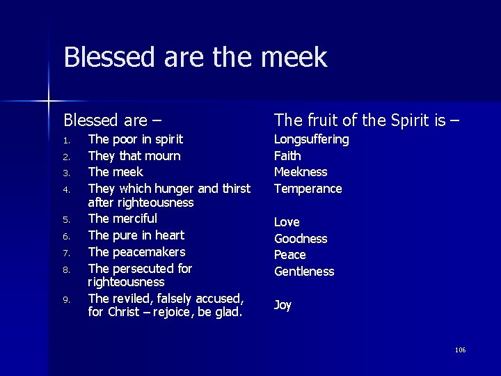 Blessed are the meek Blessed are – 1. 2. 3. 4. 5. 6. 7.