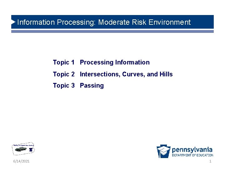 Information Processing: Moderate Risk Environment Topic 1 Processing Information Topic 2 Intersections, Curves, and