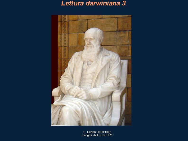 Lettura darwiniana 3 C. Darwin 1809 -1882 L'origine dell’uomo 1871 