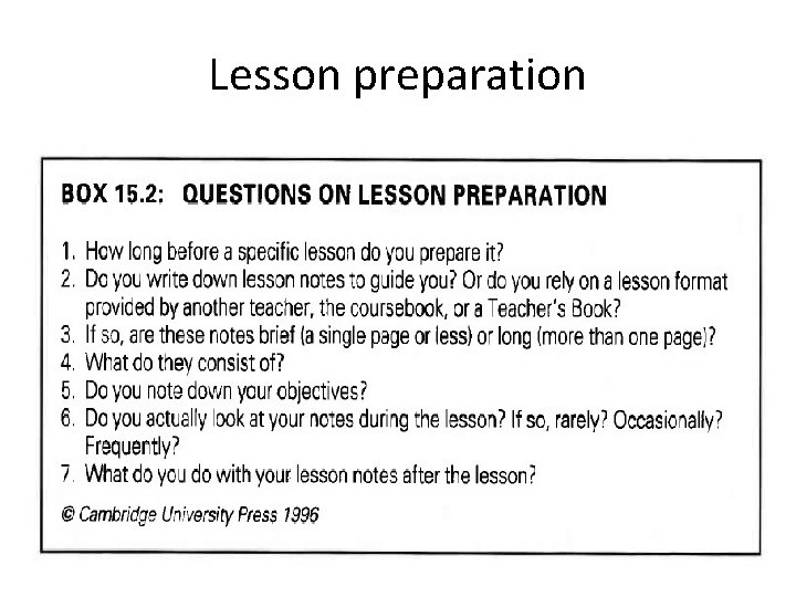 Lesson preparation 