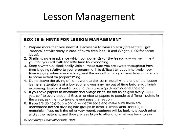 Lesson Management 