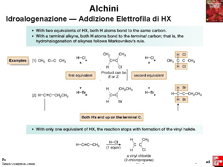 Alchini Idroalogenazione — Addizione Elettrofila di HX Fondamenti di chimica organica Janice Gorzynski Smith