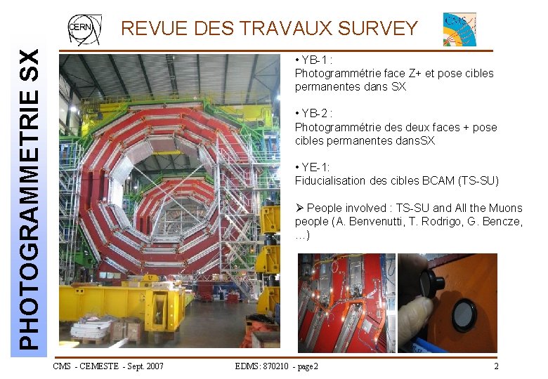 PHOTOGRAMMETRIE SX REVUE DES TRAVAUX SURVEY • YB-1 : Photogrammétrie face Z+ et pose