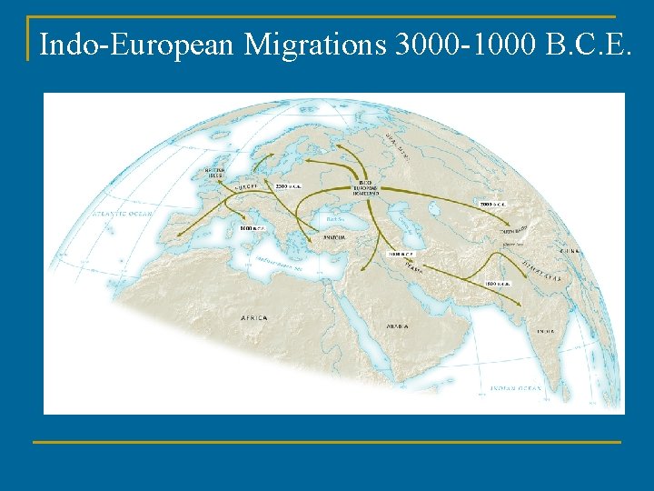 Indo-European Migrations 3000 -1000 B. C. E. 